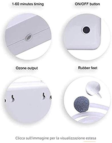 Buzhidao Esterilizador Desodorante purificador de Aire generador de ozono con Temporizador de 600 MG/Hora para Agua, Verduras, Frutas y más