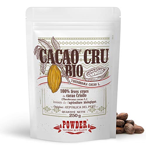 CACAO CRUDO ECOLÓGICO * Semillas de cacao 250 g * Antiinflamatorios, Antioxidantes, Cardiovascular (tensión) * Garantía de satisfacción o reembolso * Fabricado en Francia