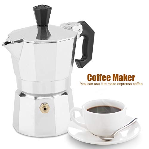 Cafetera espresso Moka, 30 ml / 1 taza de aluminio tipo italiano Cafetera espresso Moka Pot Moka Estufa superior para oficina en el hogar, adecuada para cocina/estufa de gas/estufa de alcohol