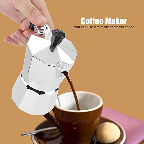 Cafetera espresso Moka, 30 ml / 1 taza de aluminio tipo italiano Cafetera espresso Moka Pot Moka Estufa superior para oficina en el hogar, adecuada para cocina/estufa de gas/estufa de alcohol