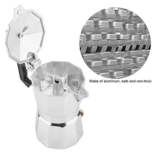 Cafetera espresso Moka, 30 ml / 1 taza de aluminio tipo italiano Cafetera espresso Moka Pot Moka Estufa superior para oficina en el hogar, adecuada para cocina/estufa de gas/estufa de alcohol