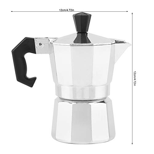 Cafetera espresso Moka, 30 ml / 1 taza de aluminio tipo italiano Cafetera espresso Moka Pot Moka Estufa superior para oficina en el hogar, adecuada para cocina/estufa de gas/estufa de alcohol