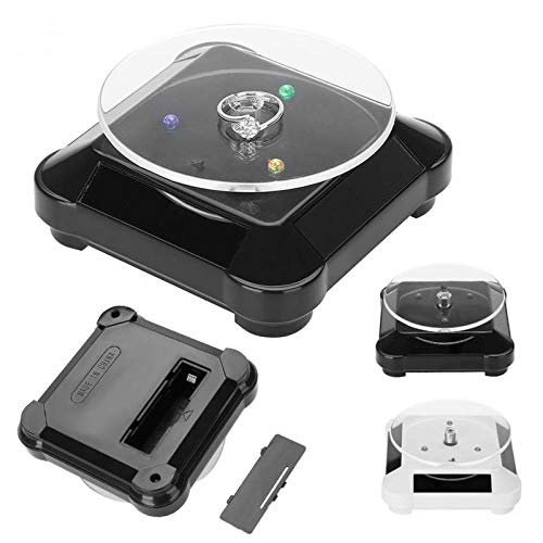 Caja de almacenamiento de joyas Soporte de exhibición solar de 360 ​​grados Reloj giratorio Joyas para teléfonos móviles Soporte giratorio Joyero con anillo de luz LED Caja A, A