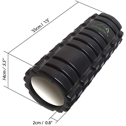 CampTeck U6991 - Rodillo Masaje Muscular, Roller Masaje, Automasaje Rodillo Espuma EVA Foam Roller - Longitud 33 cm - para Corredores, Ciclistas, futbolistas, Atletas, gimnasios y más. - Negro