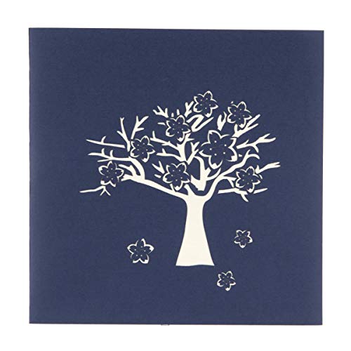 Cardology - Tarjeta 3D con diseño de flor de cerezo japonés, diseño de flor de cerezo para el día de la madre, cumpleaños, tarjetas de agradecimiento, 15 x 15 cm
