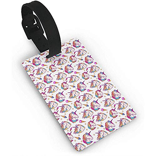 Carneg Etiqueta de Equipaje de PVC, Cabezas de Unicornio Estrellas Etiquetas de Equipaje de Hielo Etiquetas de Bolsa Accesorios de Viaje Etiquetas de Maleta Bolsa