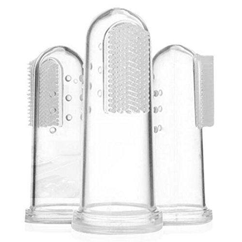Cepillo de dientes de dedo para perros y gatos, masajeador, de silicona, suave