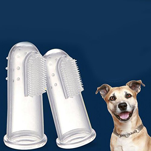 Cepillo de dientes de dedo para perros y gatos, masajeador, de silicona, suave