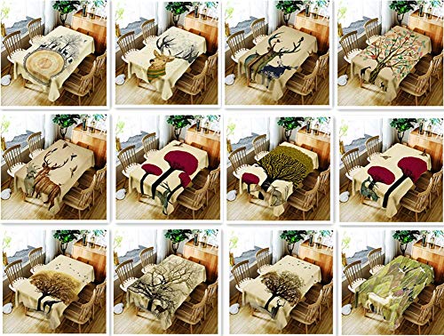 Chickwin Manteles Antimanchas, Rectangular Impermeabl Vintage Decoración Hogar Calor y Humedad Resistencia Plantas Verdes Hojas de Palma (140 * 140,D)