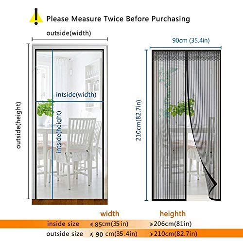 Chippon Mosquitera Magnética para Puerta de 90 cm x 210 cm, Cortina de Malla, Mantiene Alejados a Los Mosquitos, Se Sella de Arriba a Abajo Automáticamente, Negro