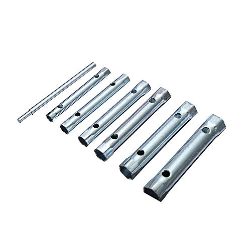 Cikuso 6Pc 8-19Mm Caja Tubular Metrica Juego De Llaves De Tubo Tubo Bujia Llave Inglesa De Acero De Doble Terminacion Para Reparacion De Plomada Automotriz