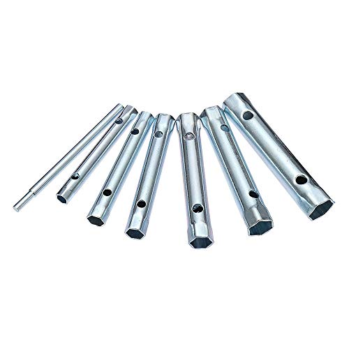 Cikuso 6Pc 8-19Mm Caja Tubular Metrica Juego De Llaves De Tubo Tubo Bujia Llave Inglesa De Acero De Doble Terminacion Para Reparacion De Plomada Automotriz