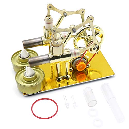 Cilindros dobles Aire caliente Stirling Engine Modelo Generador Motor Potencia de vapor de juguete