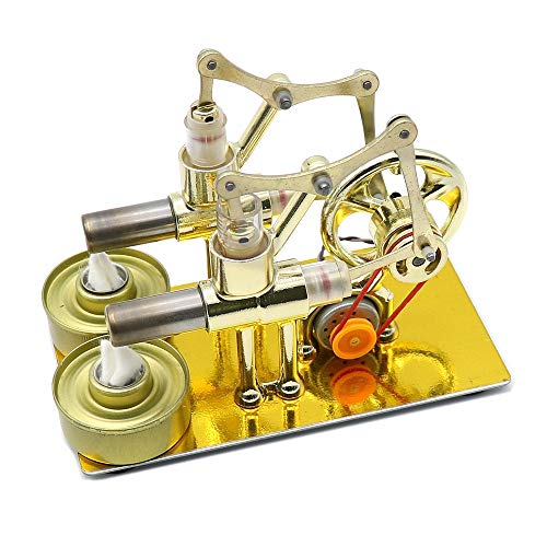 Cilindros dobles Aire caliente Stirling Engine Modelo Generador Motor Potencia de vapor de juguete