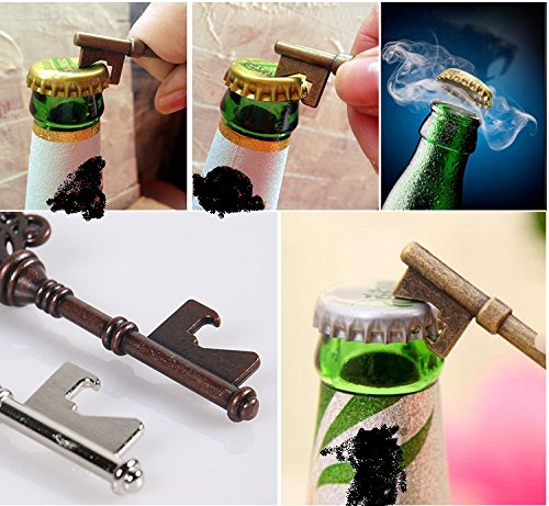 Clave abrebotellas - varios colores Vintage Skeleton Claves, boda recuerdo de la fiesta (25 unidades, plateado)