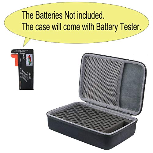 co2CREA Funda para Organizador de Batería, Caja Organizadora de Pilas Dura con Capacidad para 53 Pilas AA AAA CD9V Caja de Pilas con Comprobador Digital de Batería BT-168D (Caja pequeña, con Tester)