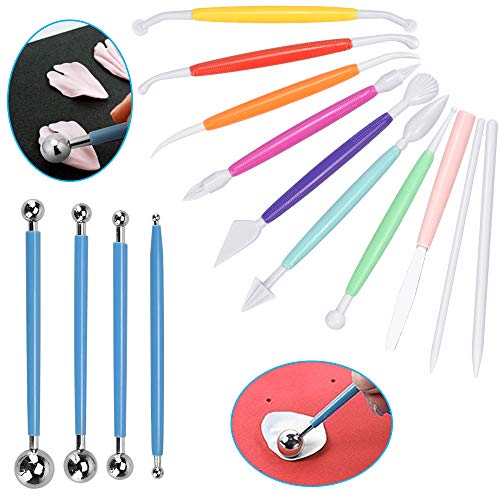 CODIRATO 10 PCS Herramienta de Decoración de Modelado de Pasteles, 4 PCS Bola de Metal Decoración de Pasteles, Herramienta de Modelado para Decorar Galletas de Pasteles de Dulce de Azúcar