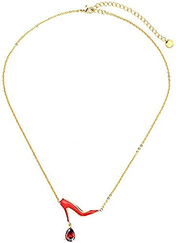 Collar Elegante Esmalte Esmaltado Perla Tacones Altos Colgante Collar para Mujer Collar
