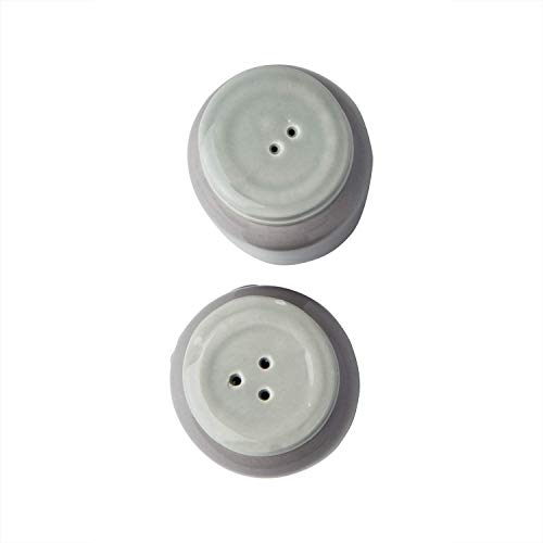Comfify Salero & Pimentero Vintage Decoración Adorable del Tarro para el lookvintage, rústico, Chic - Cerámica Robusta en Gris - 3.5 oz. De Capacidad.