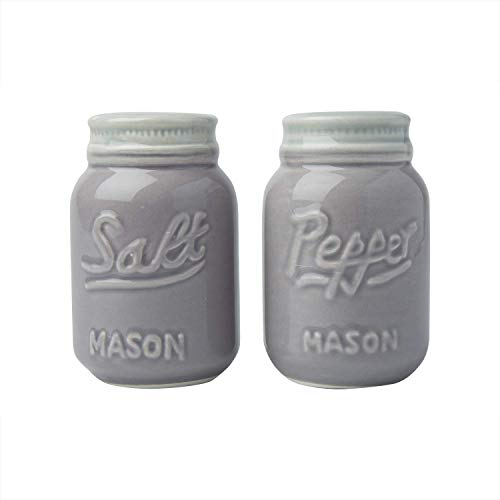 Comfify Salero & Pimentero Vintage Decoración Adorable del Tarro para el lookvintage, rústico, Chic - Cerámica Robusta en Gris - 3.5 oz. De Capacidad.