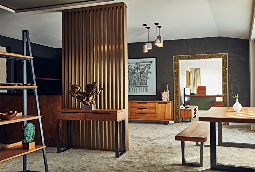 COMIFORT Aparador de Madera Maciza - Mueble para Salón Moderno, Estilo Minimalista, Cómoda de Almacenaje con Cajonera de 2 Puertas y 3 Cajones, Color Roble Blanco