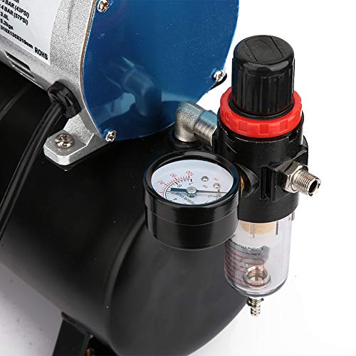 Compresor de aire de pistón de cilindro, compresor de aerógrafo de 1/6 potencias en caballos con depósito, compresor aerógrafo profesional EU 220 V