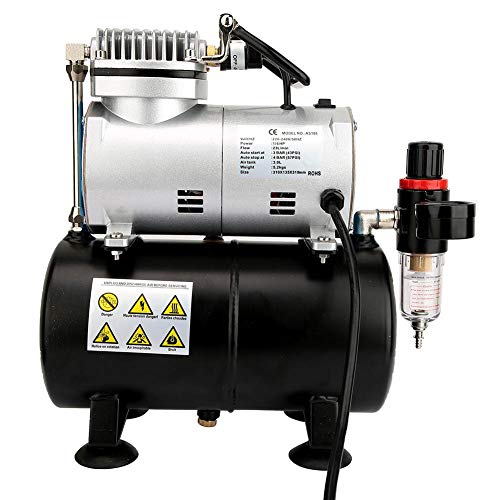 Compresor de aire de pistón de cilindro, compresor de aerógrafo de 1/6 potencias en caballos con depósito, compresor aerógrafo profesional EU 220 V