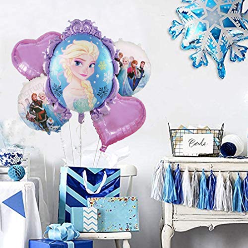 Copo de nieve Decoraciones para fiesta de cumpleaños WENTS 10PCS Frozen Party Decoración de cumpleaños Globos Globo de papel de aluminio Globo de aire Decoración de cumpleaños para niños