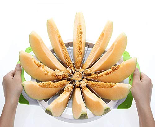 Cortador de sandía de acero inoxidable 15.7 grande, cortador de melón, cortador de melón, cortador de melón, servidor para el hogar