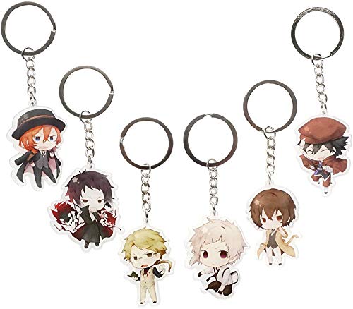 CosInStyle Bungou Stray Dogs Llavero acrílico con 6 figuras de anime manga Chibi llaveros para mujeres niñas