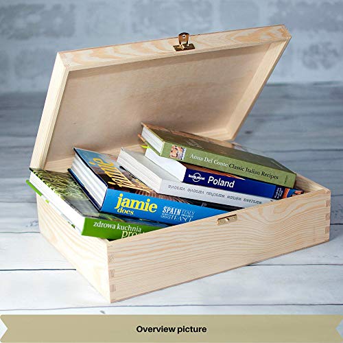 Creative Deco A4 Caja Madera para Decorar | 33,8 x 24,8 x 10 cm (+/- 1 cm) | con Tapa y Cerradura | Documentos Decoración Papeles Cartas Almacenaje Decoupage Herramientas Objetos de Valor Juguetes