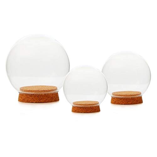 Cubierta con Forma De Bola De Cristal Botella De Terrario Suculenta Pantalla De Terrario Horizontal Campana De Vidrio con Corcho De Madera - 15cm