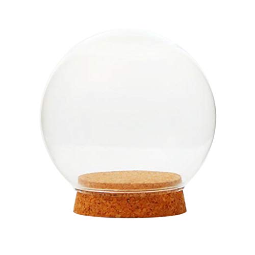 Cubierta con Forma De Bola De Cristal Botella De Terrario Suculenta Pantalla De Terrario Horizontal Campana De Vidrio con Corcho De Madera - 15cm