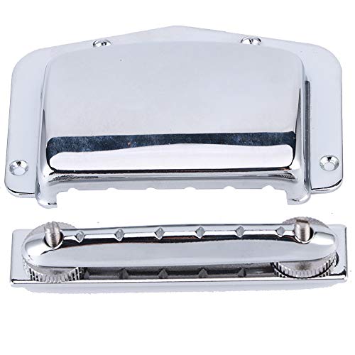Cubierta de puente de guitarra eléctrica de aleación de zinc con puente de cola compatible con guitarra eléctrica estilo LP de 6 cuerdas(Plata)
