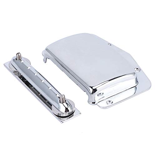 Cubierta de puente de guitarra eléctrica de aleación de zinc con puente de cola compatible con guitarra eléctrica estilo LP de 6 cuerdas(Plata)