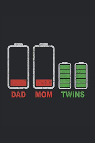 Dad Mom Twins Zwillingen Batterie Akku Leer Akku Voll Familie Mädchen Junge Liebe: Notizbuch - Notizheft - Notizblock - Tagebuch - Planer - Liniert - ... - 6 x 9 Zoll (15.24 x 22.86 cm) - 120 Seiten