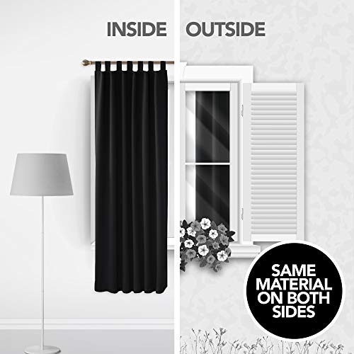 Deconovo Cortinas Opacas con Aislamiento Térmico para Sala de Estar Oficina Hotel Ventanas con Trabillas 2 Paneles 140 x 245 cm Negro