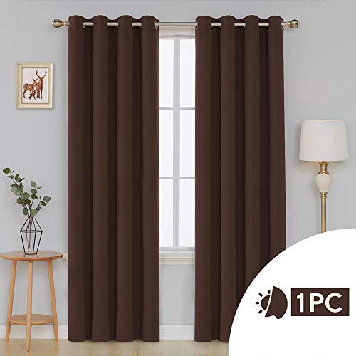Deconovo Cortinas Salon Opacas con Aislamiento Térmico para Habitación 1 Pieza con Ojales 140 x 240 cm Chocolate