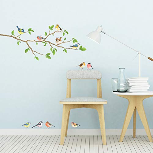 DECOWALL DS-8036 Pájaros del jardín Vinilo Pegatinas Decorativas Adhesiva Pared Dormitorio Salón Guardería Habitación Infantiles Niños Bebés (Pequeña)