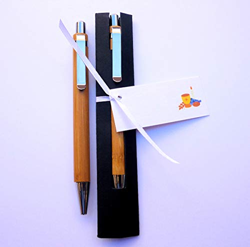 Detalles y Regalos de Comunión Para Invitados - Bolígrafo de Madera de Bambú con Funda para Regalar - Pack 20 unidades - Y lo más Alucinante: ¡¡Escriben Super Bien!!