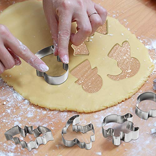 Diealles Shine Halloween Cortadores de Galletas Set, 8 Pieza Moldes para Galletas, Acero Inoxidable Cortapastas para Repostería