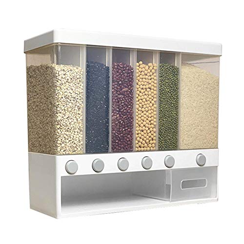 Dispensador de alimentos de cocina, tanque de almacenamiento de alimentos secos montado en la pared, dispensador de almacenamiento de granos de gran capacidad, para cereales, té y arroz,10 litros