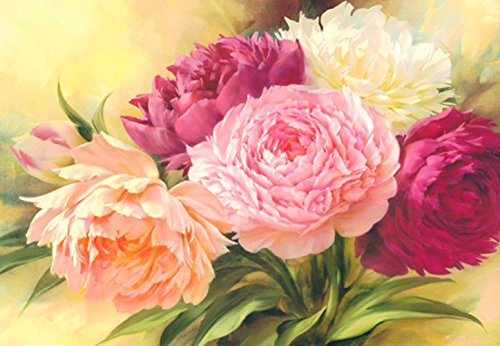 DIY 5D Kit de pintura de diamante por número, taladro completo, diseño de flores de peonía, bordado de diamantes de imitación de punto de cruz, para manualidades,lienzo decorativo para pared,30x40 cm