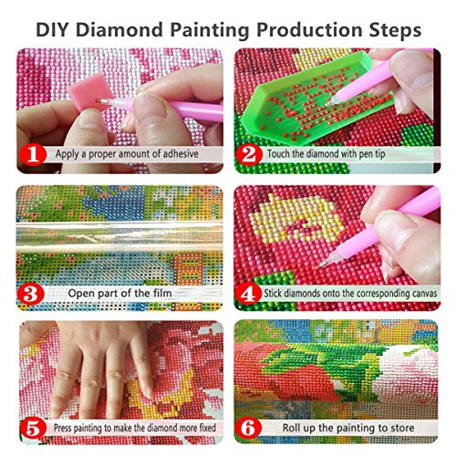DIY 5D Kit de pintura de diamante por número,taladro completo de cristal flor de diamantes de imitación bordado de punto de cruz imágenes arte manualidades para decoración de la pared del hogar30x30cm