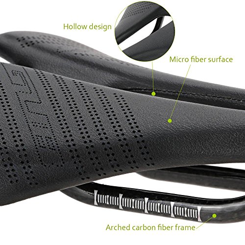 Docooler Sillín de Fibra de Carbono MTB Bicicleta de Montaña Bicicleta de Carretera Cojín Asiento Ligero para Ciclismo (Fibra de Carbono)
