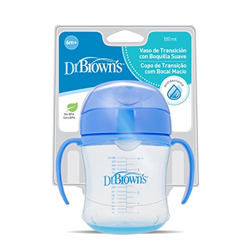 Dr. Brown's TC61001SPX - Vaso de transición de boquilla suave, Colores surtidos, 180 ml