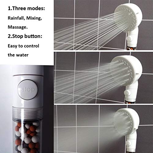 Ducha de mano, con el interruptor de pausa de encendido/apagado 3 ajustes de ducha, la tecnología de perforación por láser, ahorro de agua y aumento de la presión, ambientalmente amigable material d