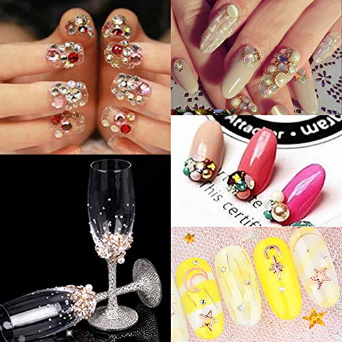 Ebanku 10 Cajas Piedras para Uñas decoración, Colorido Kit de Diamantes de Imitación de Uñas Adornos Cristales Rhinestones Diamonds Beads con 1 Pinzas y 1 Bolígrafos de Cera para Arte de Uñas Gel