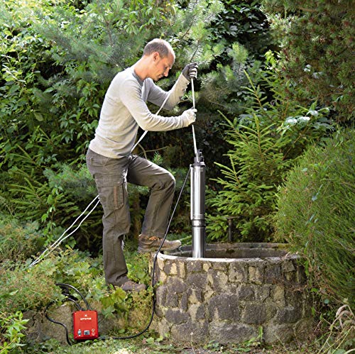 Einhell GC-DW 1300 N - Bomba de agua de profundidad para pozos (1300W, capacidad de 5.000l/h, profundidad max. de 20m, 2 ojales de suspensión, altura de presión 65 m, sistema de impulsor de 10 etapas