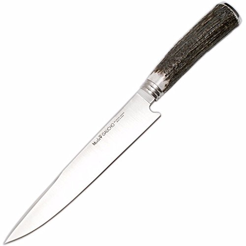 Electropolis Cuchillo de Caza Muela Gaucho GAUCHO-20A, Hoja de 20 cm, con Mango de asta de Ciervo y Casquillo INOX + Tarjeta Multiusos de Regalo